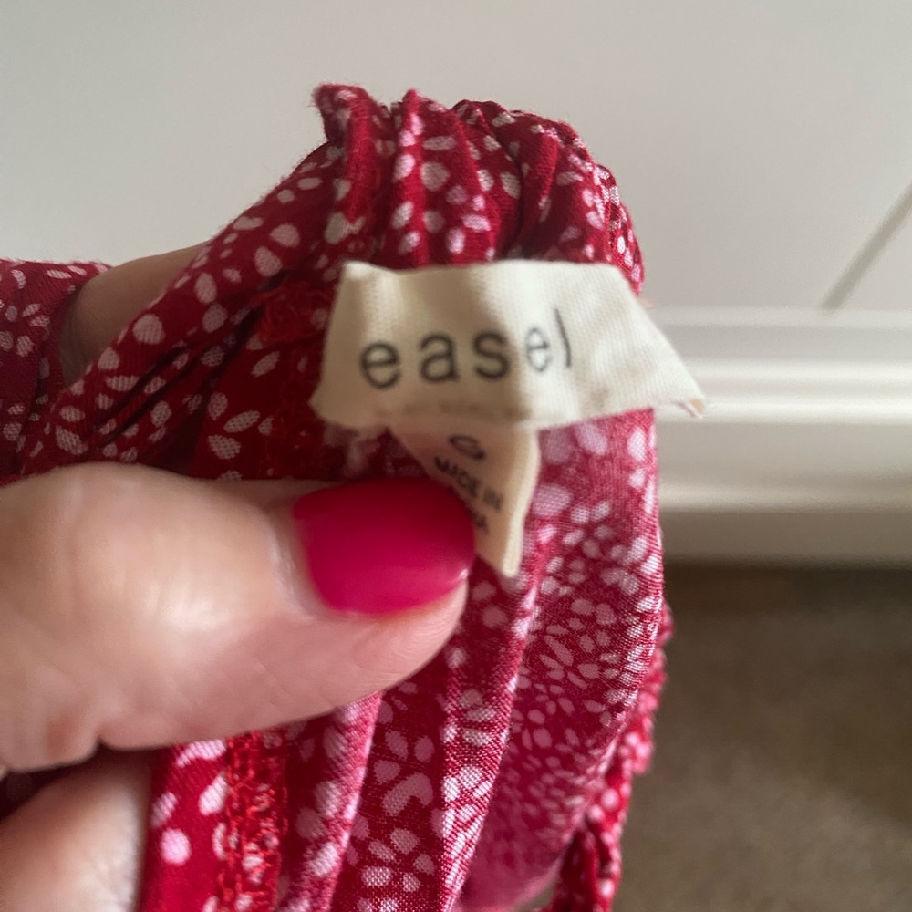 Easel Floral Red Maxi Dress BOHO FLOWY COMFY - Picture 7 of 8